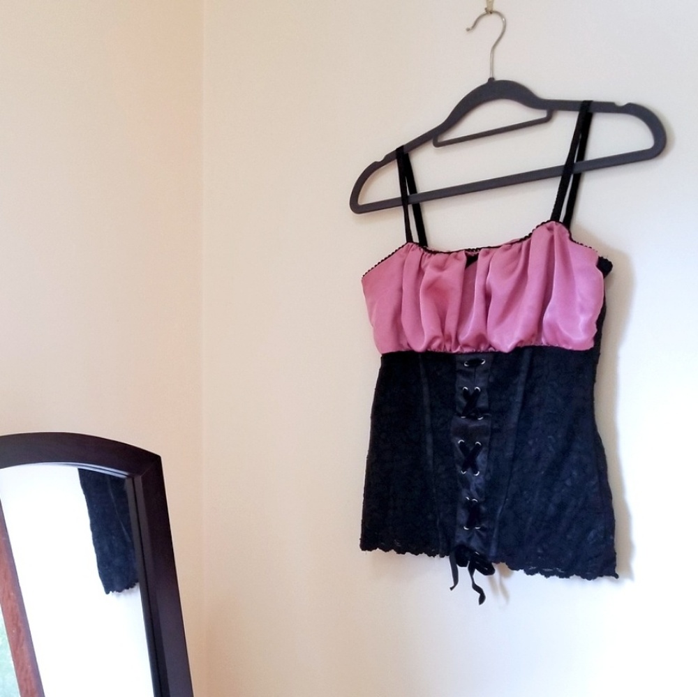 Morbid Threads Front-Lace Faux-Corset Tank Top